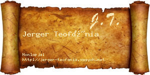 Jerger Teofánia névjegykártya